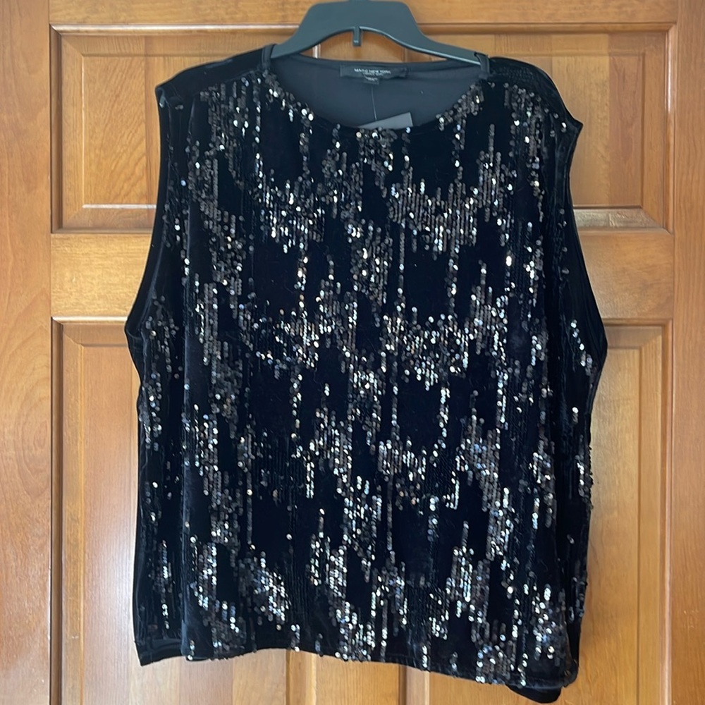 Marc New York Sequins and Velvet Top Vest NWT